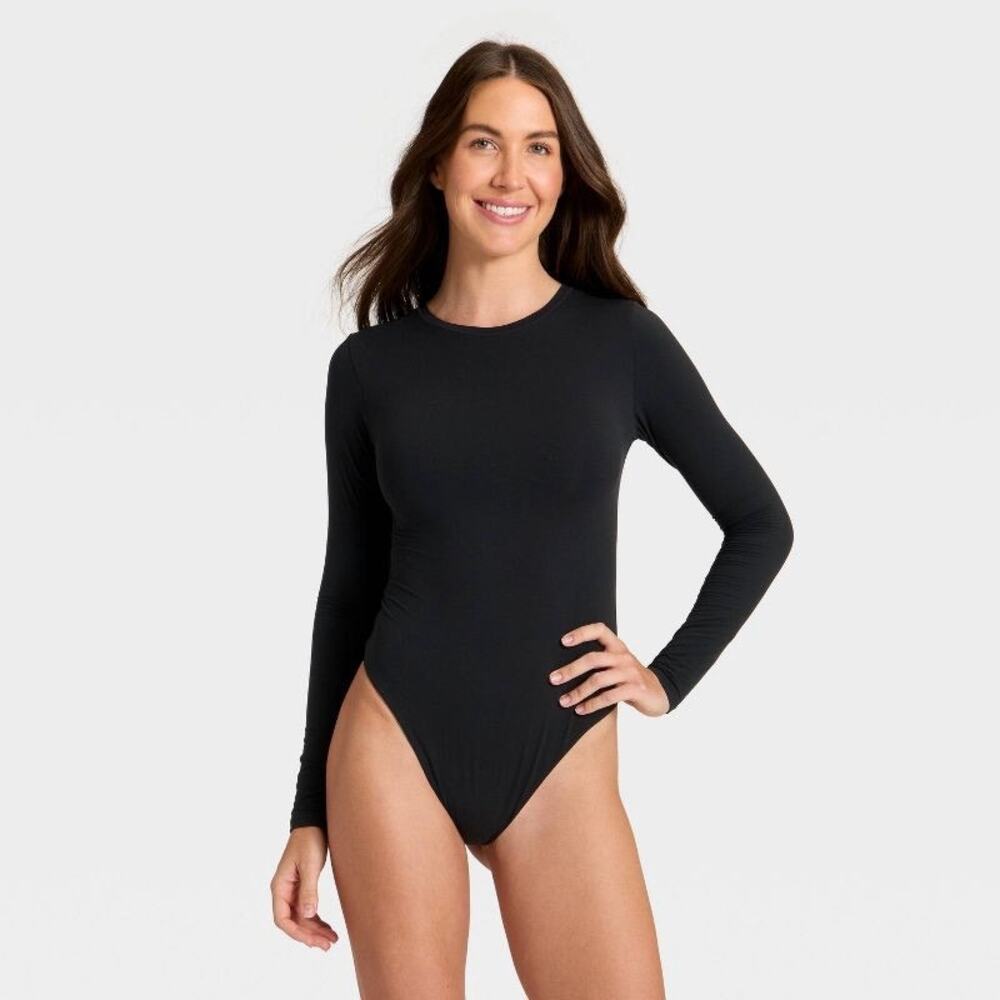 Women's Luxury Collection Luxe Stretch Long Sleeve Bodysuit - Auden Black XL